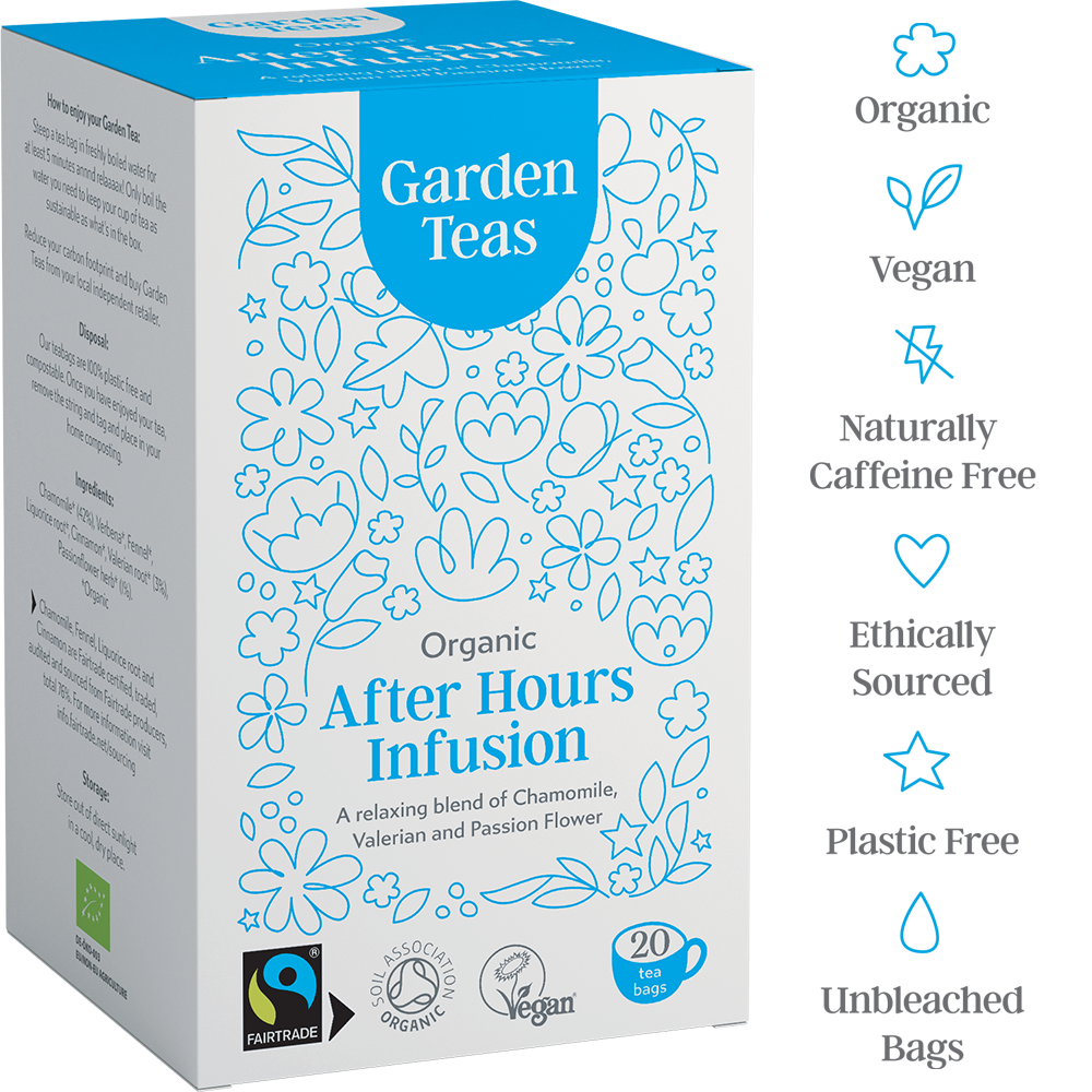 Organic Fairtrade After Hours Infusion 20 Plastic Free Envelopes - Garden Teas