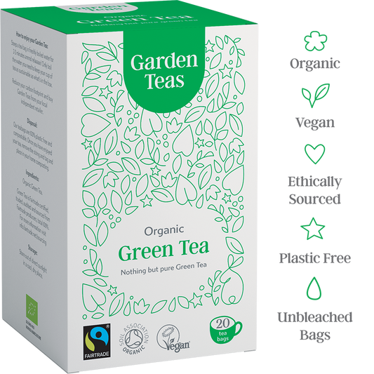 Organic Fairtrade Green Tea 20 Plastic Free Envelopes - Garden Teas